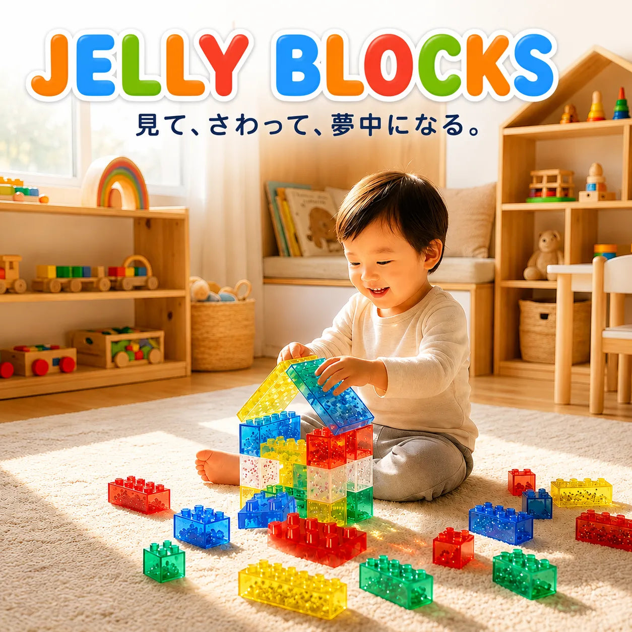 中身が見える、キラキラ知育ブロック ― 触ってぷにぷに｜JELLY BLOCKS™
