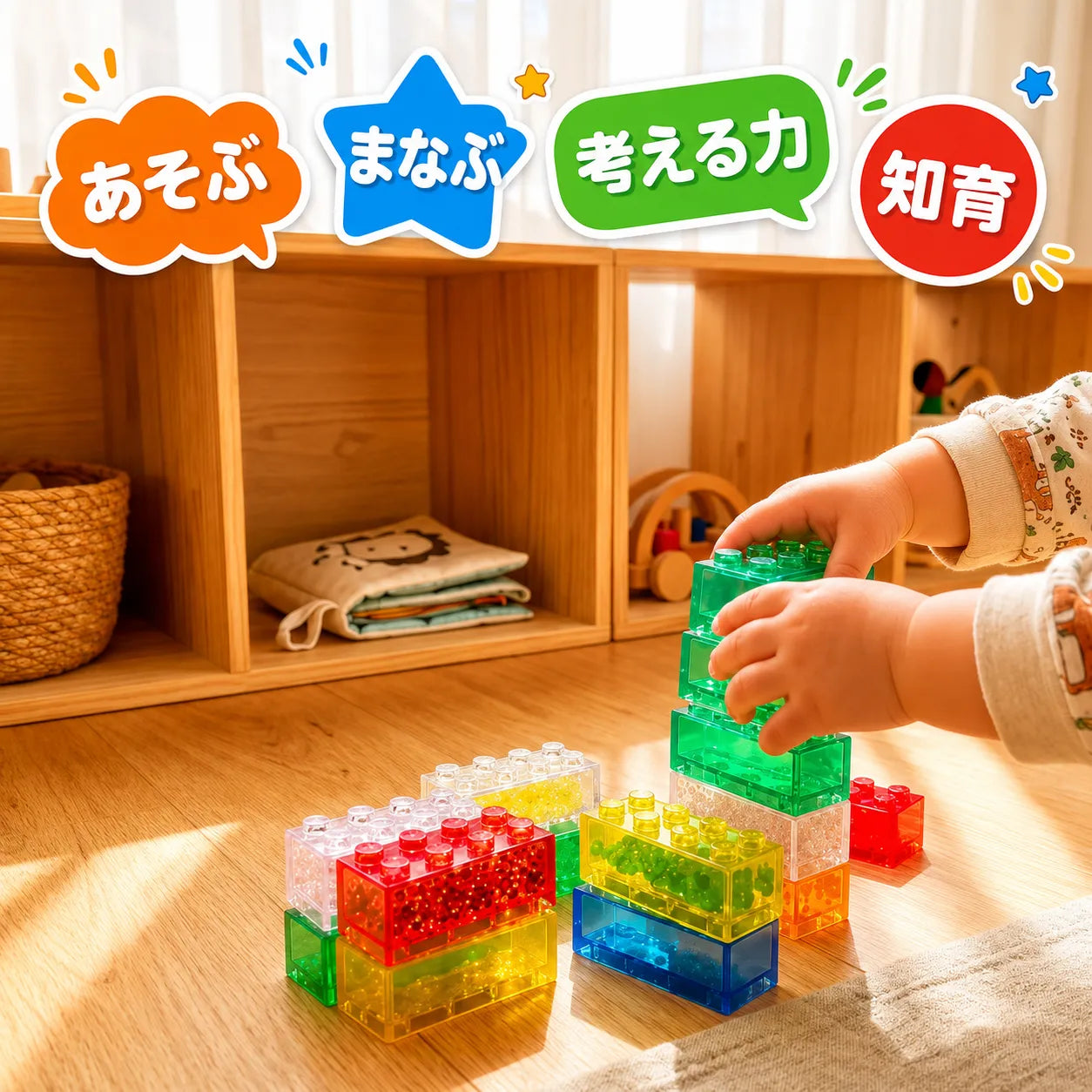 中身が見える、キラキラ知育ブロック ― 触ってぷにぷに｜JELLY BLOCKS™