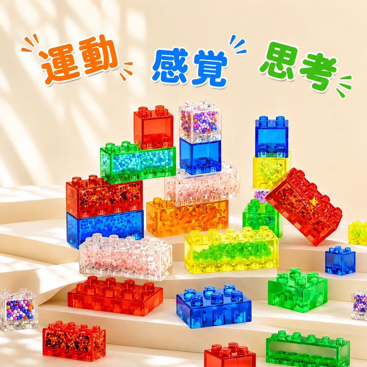 中身が見える、キラキラ知育ブロック ― 触ってぷにぷに｜JELLY BLOCKS™